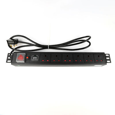 1.5U Thickness 6 Way Cabinet PDU with Overload Protection and 3D Light for Data Centers