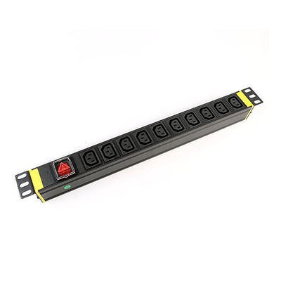 1U Thickness 10 Way Cabinet PDU with Switch Control for Data Center Power Distribution