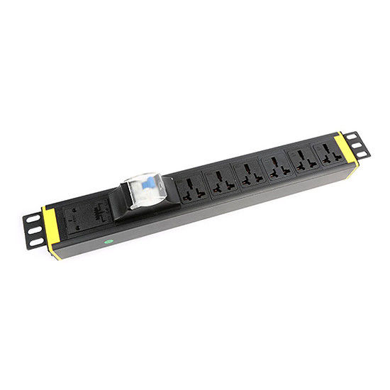 1.5U 6 Way Cabinet PDU with Earth Leakage Protection and Universal 250V 16A Power Distribution Unit