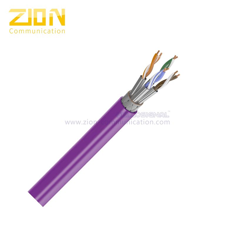 S/FTP CAT 6A Ethernet Cable with LSZH Jacket 23 AWG Solid Bare Copper for 500MHz Bandwidth